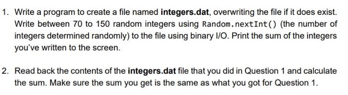 Solved 1. Write a program to create a file named | Chegg.com
