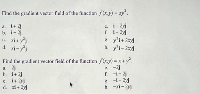 Solved Find the gradient vector field of the function f(x,y) | Chegg.com