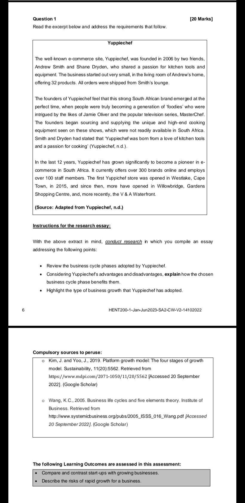 Question 1 [20 Marks] Read the excerpt below and | Chegg.com