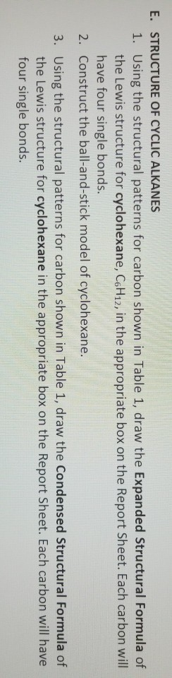 E Structure Of Cyclic Alkanes 1 Using The Chegg Com