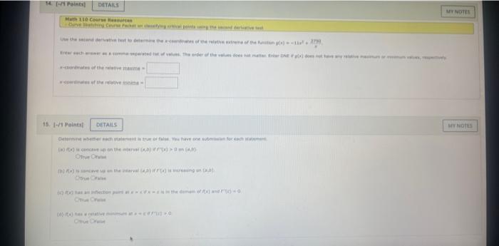 Solved I-A Paintal titout PotisUse the second derivative | Chegg.com