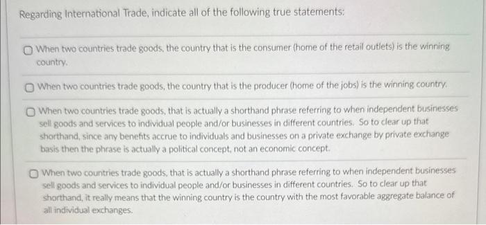 which of the following statements regarding us international trade is true