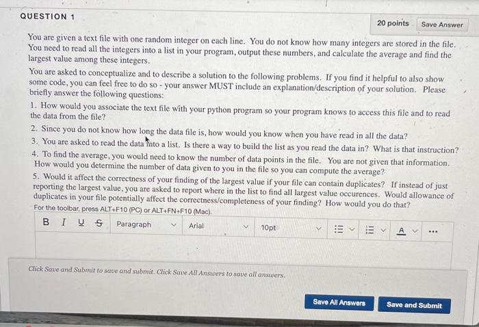 Solved QUESTION 1 20 points Save Answer You are given a text | Chegg.com