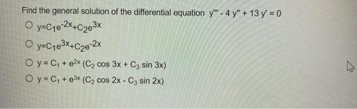 Find the general solution of the differential equation \( y^{\prime \prime \prime}-4 y^{\prime \prime}+13 y^{\prime}=0 \) \[