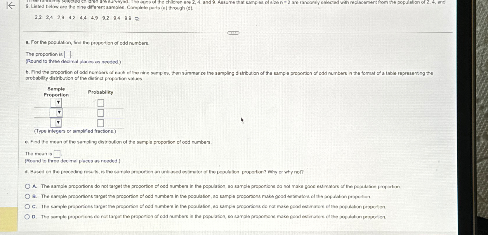 Solved Listed below are the nine different samples. Complete | Chegg.com