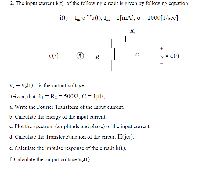 Solved The input current ii(t) of ﻿the following circuit is | Chegg.com