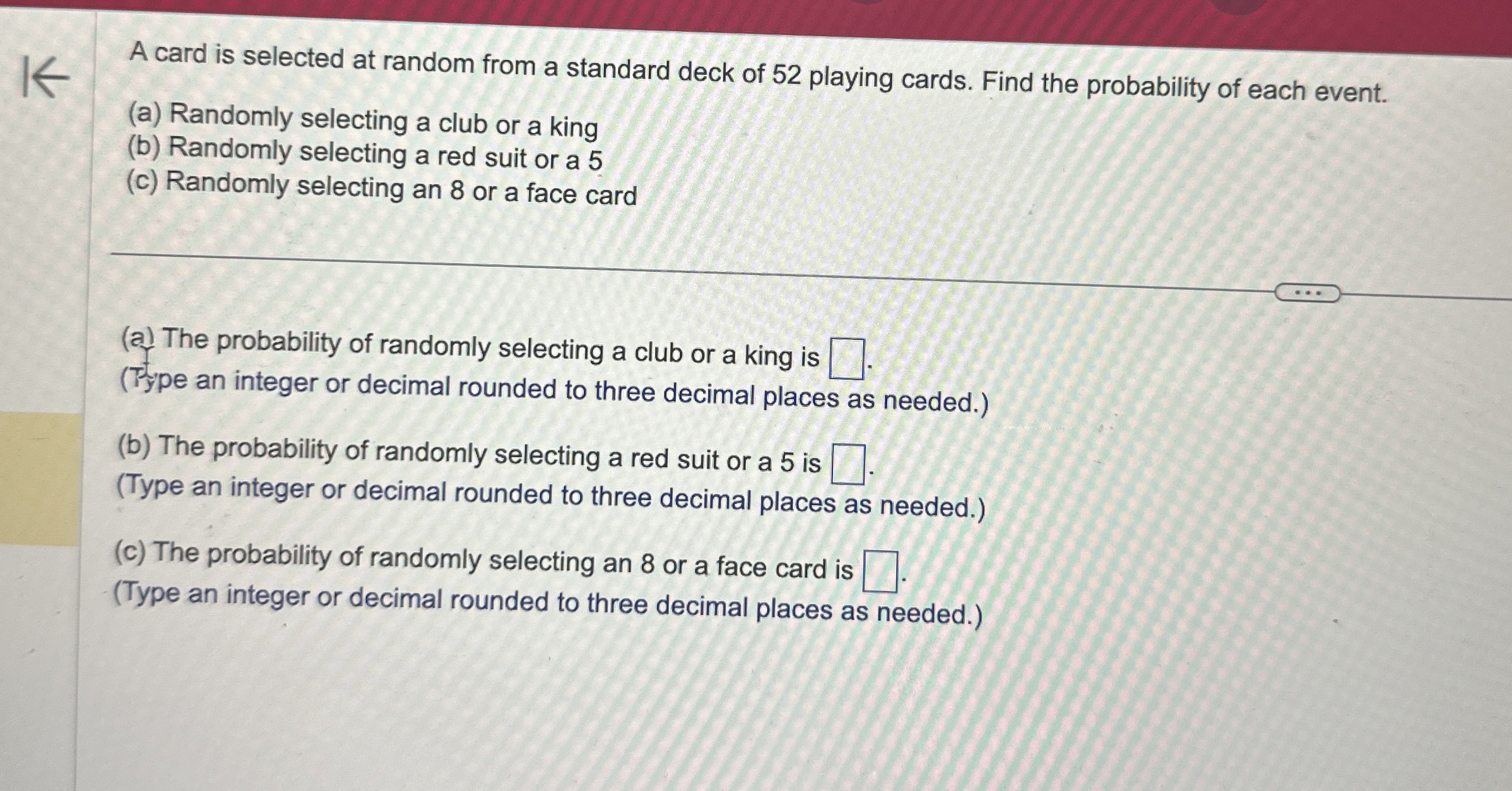 A card is selected at random from a standard deck of