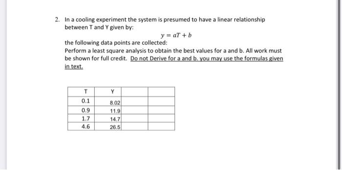 Solved 2. In a cooling experiment the system is presumed to | Chegg.com