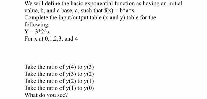 Solved We will define the basic exponential function as | Chegg.com