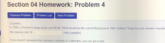 Solved Section 04 Homework: Problem 4 Previous Problem | Chegg.com
