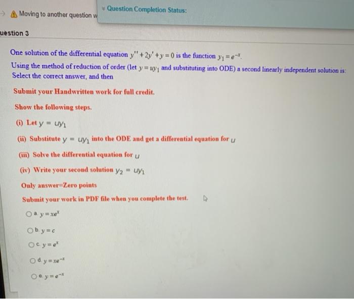 Solved Question Completion Status: → Moving to another | Chegg.com