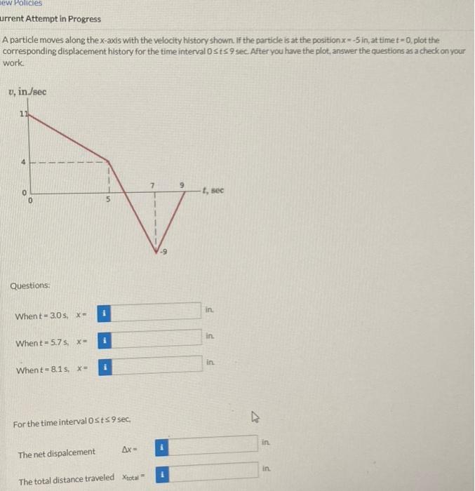 Solved Urrent Attempt In Progress A Particie Moves Along The | Chegg.com