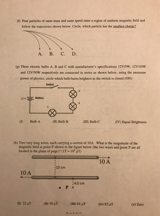 Solved (1) Four particles of same mass and same speed enter | Chegg.com
