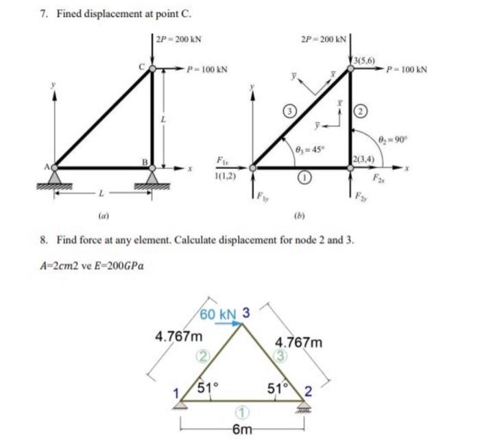 Solved 7. Fined displacement at point C. 8. Find force at | Chegg.com