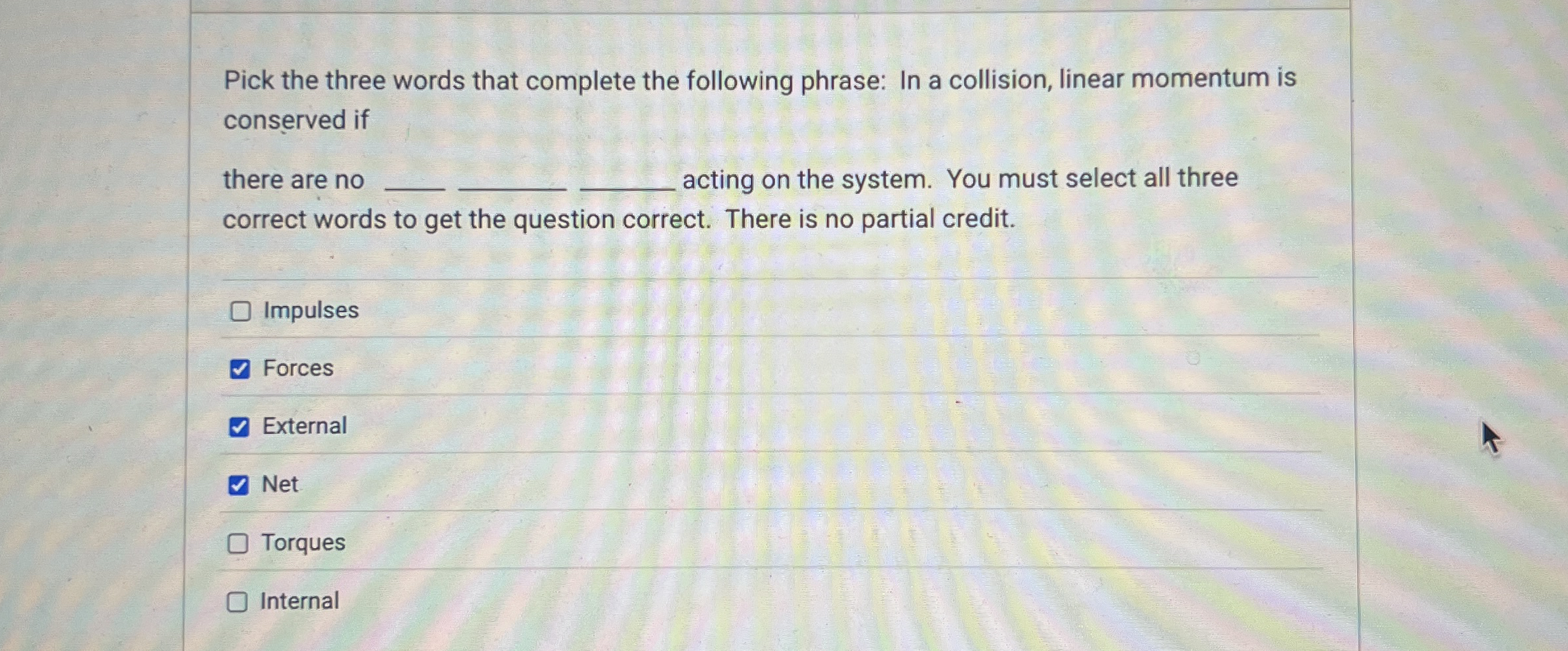 Solved Pick The Three Words That Complete The Following Chegg Com