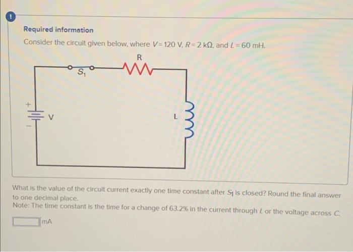Solved Required information Consider the circuit given | Chegg.com