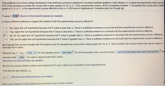 Solved Two Professors At A Local College Developed A New 