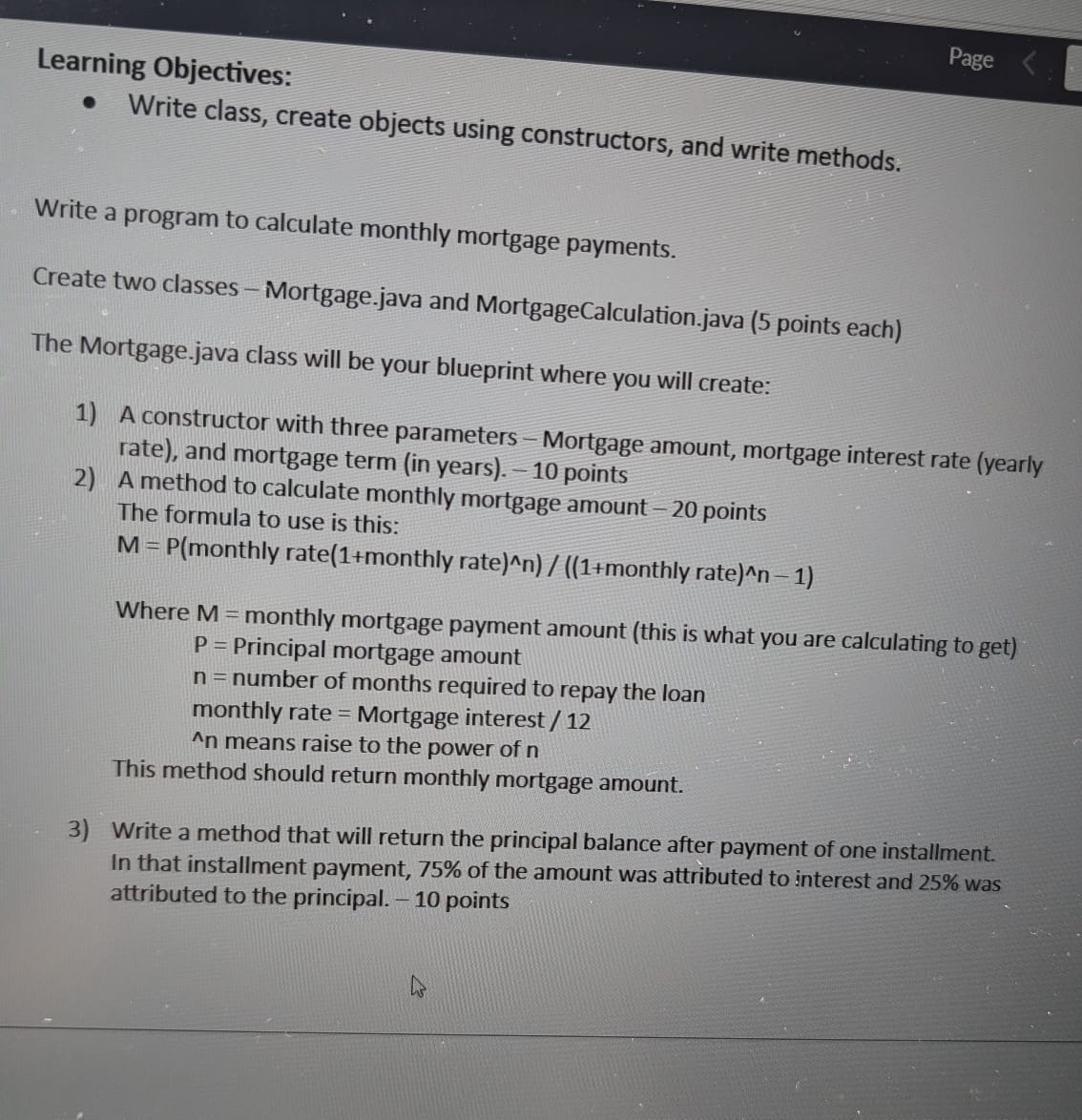 Solved Write a program to calculate monthly mortgage | Chegg.com