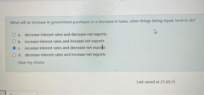 Solved What will an increase in government purchases or a | Chegg.com