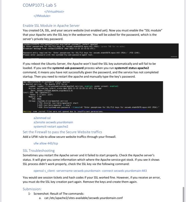 Apache Secure Youbserver, SSL Service Introduc:-- | Chegg.com