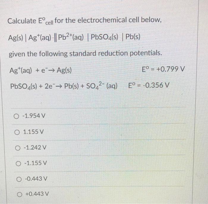 Solved What is the correct cell notation for a galvanic cell | Chegg.com