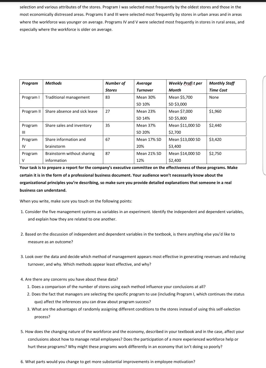 case study managing motivation in a difficult economy