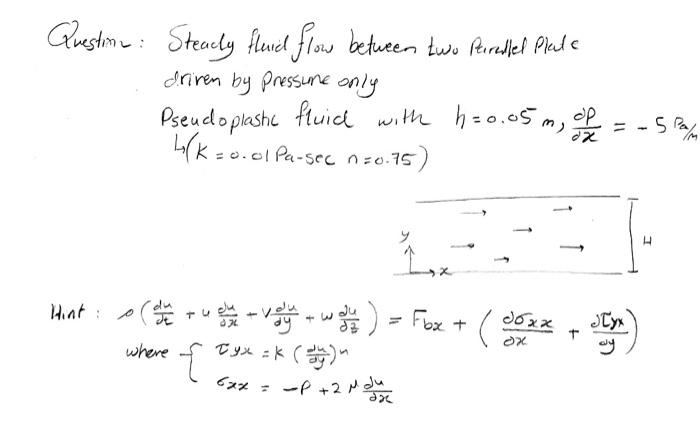 Solved Question : Steady fluid flow between two Percadler | Chegg.com