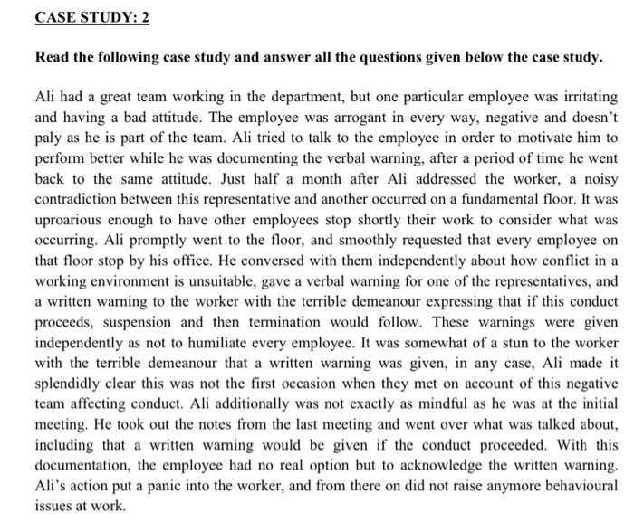 Solved CASE STUDY: 2 Read the following case study and | Chegg.com