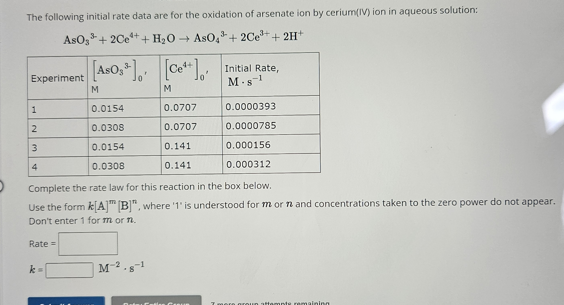 Solved The following initial rate data are for the oxidation | Chegg.com