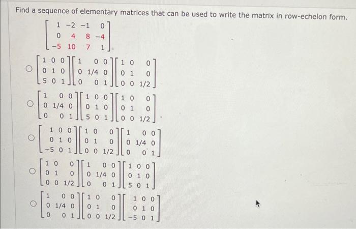 Solved Find a sequence of elementary matrices that can be | Chegg.com