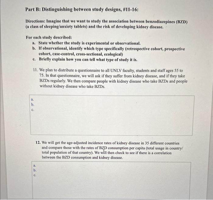 Solved Part B: Distinguishing Between Study Designs, | Chegg.com