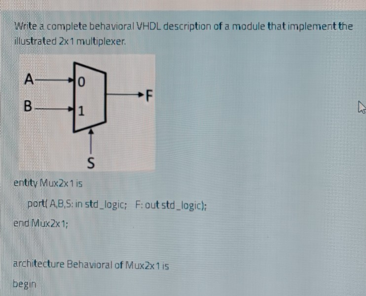Solved Write a complete behavioral VHDL description of a | Chegg.com
