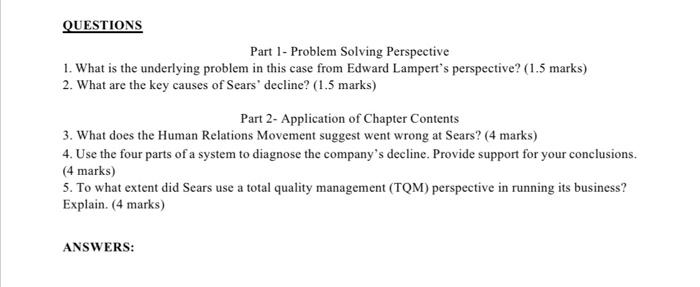 Solved Part 1- Problem Solving Perspective 1. What is the | Chegg.com