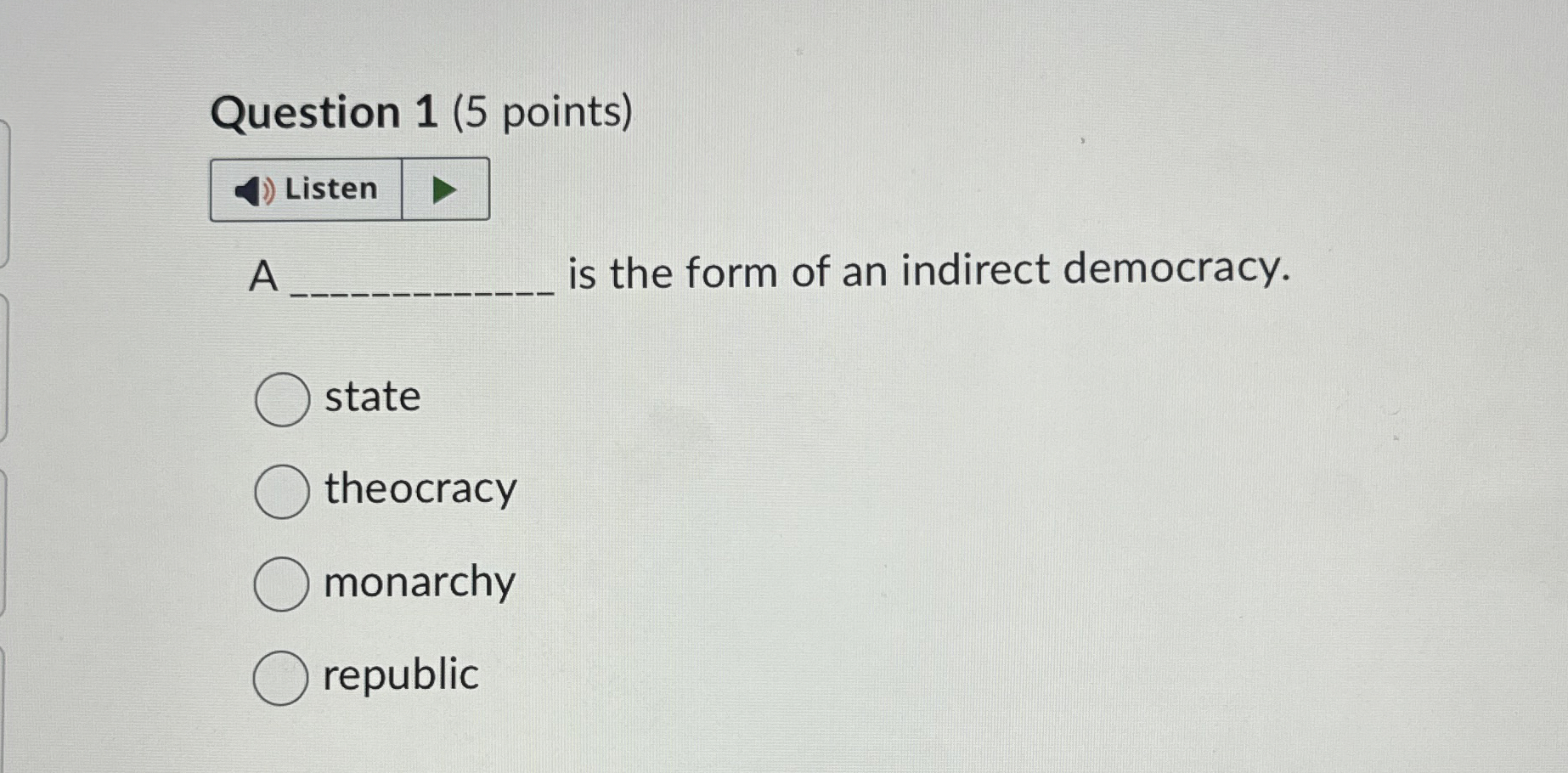 Solved A Question 1 (5 ﻿points)A ﻿is the form of an | Chegg.com