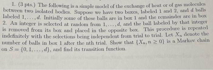 Solved 1. (3 pts.) The following is a simple model of the | Chegg.com