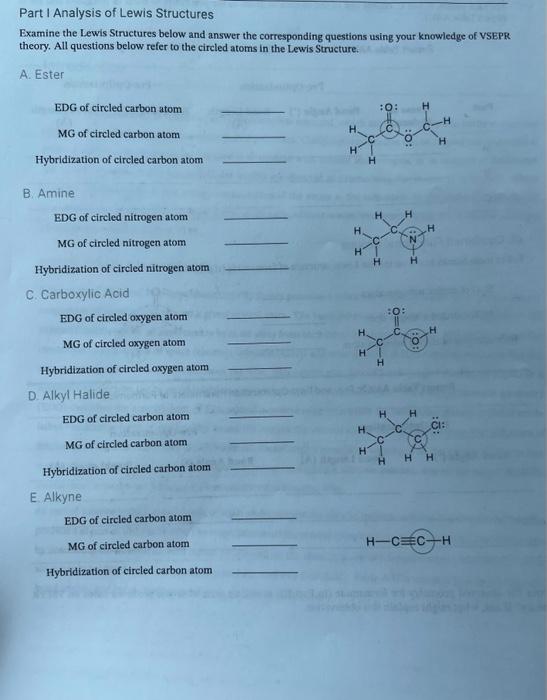 Solved Part I Analysis of Lewis Structures Examine the Lewis | Chegg.com