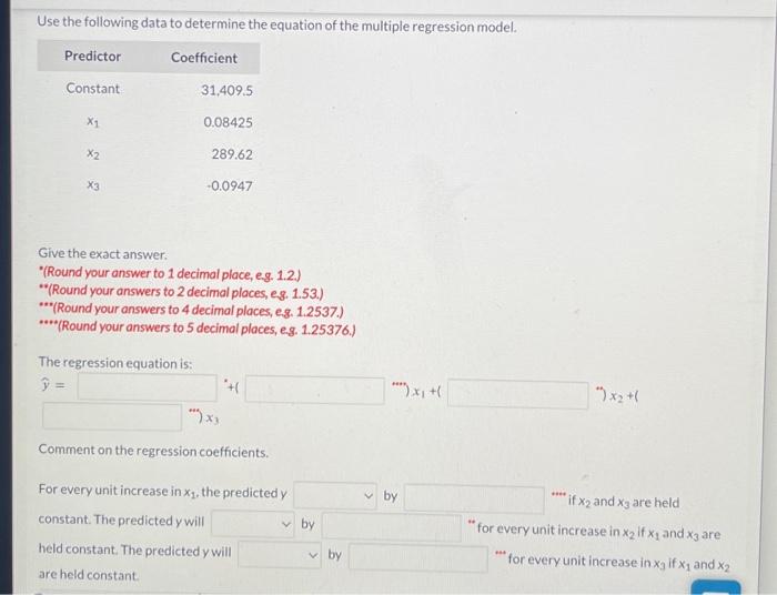 Solved Use the following data to determine the equation of | Chegg.com