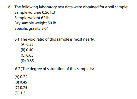 Solved The following laboratory test data were obtained for | Chegg.com
