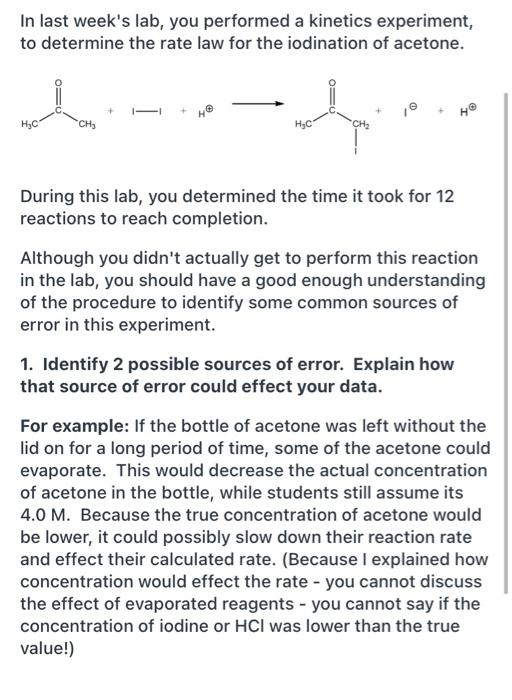 Solved I need to identify two possible sources of error and | Chegg.com