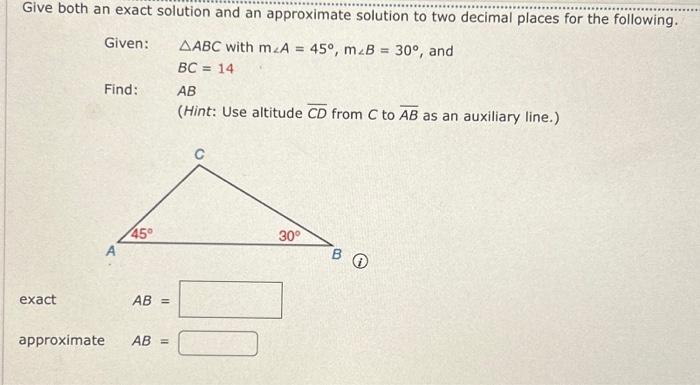 Solved Give both an exact solution and an approximate | Chegg.com