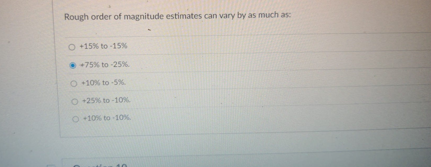 Solved Rough order of magnitude estimates can vary by as