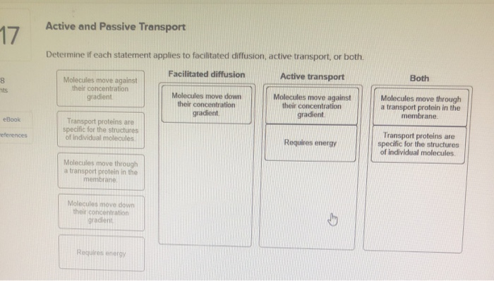 Solved Active and Passive Transport 17 Determine if each | Chegg.com
