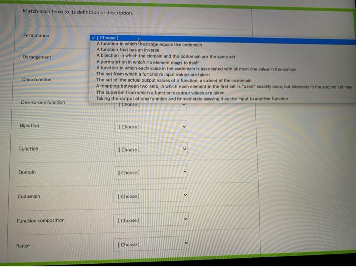 Solved Match each term to its definition or description. | Chegg.com
