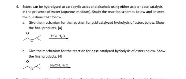 Solved Esters can be hydrolysed to carboxylic acids and | Chegg.com
