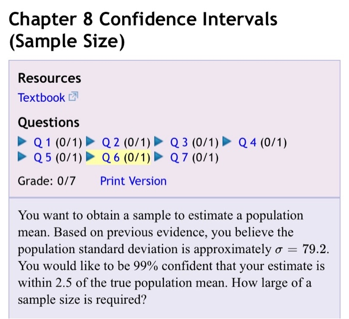 Solved Chapter 8 Confidence Intervals (Sample Size) | Chegg.com