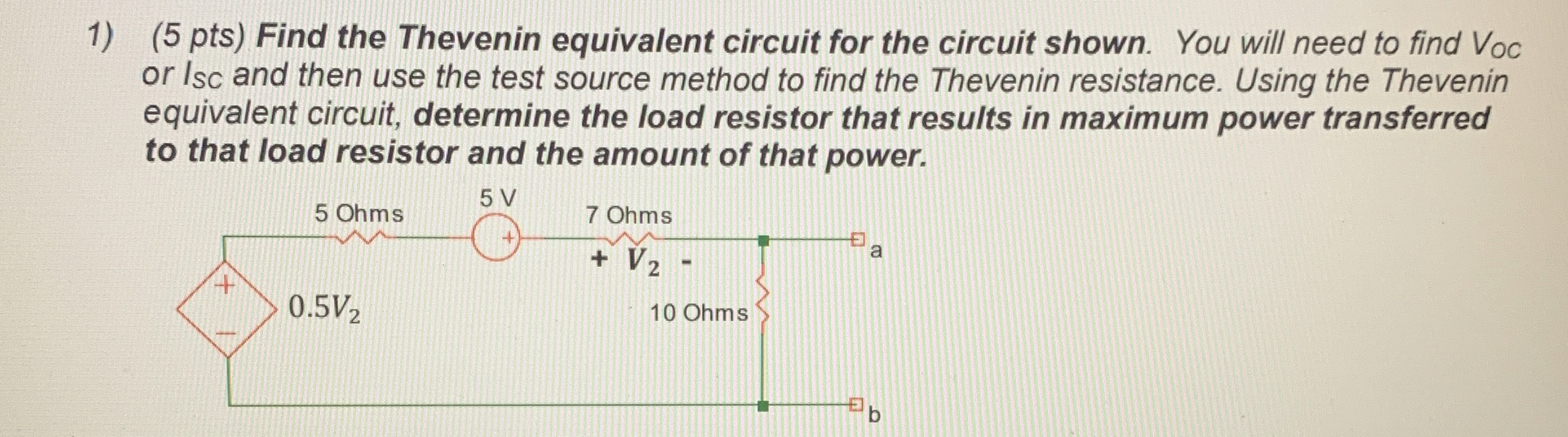 Solved (5 ﻿pts) ﻿Find the Thevenin equivalent circuit for | Chegg.com