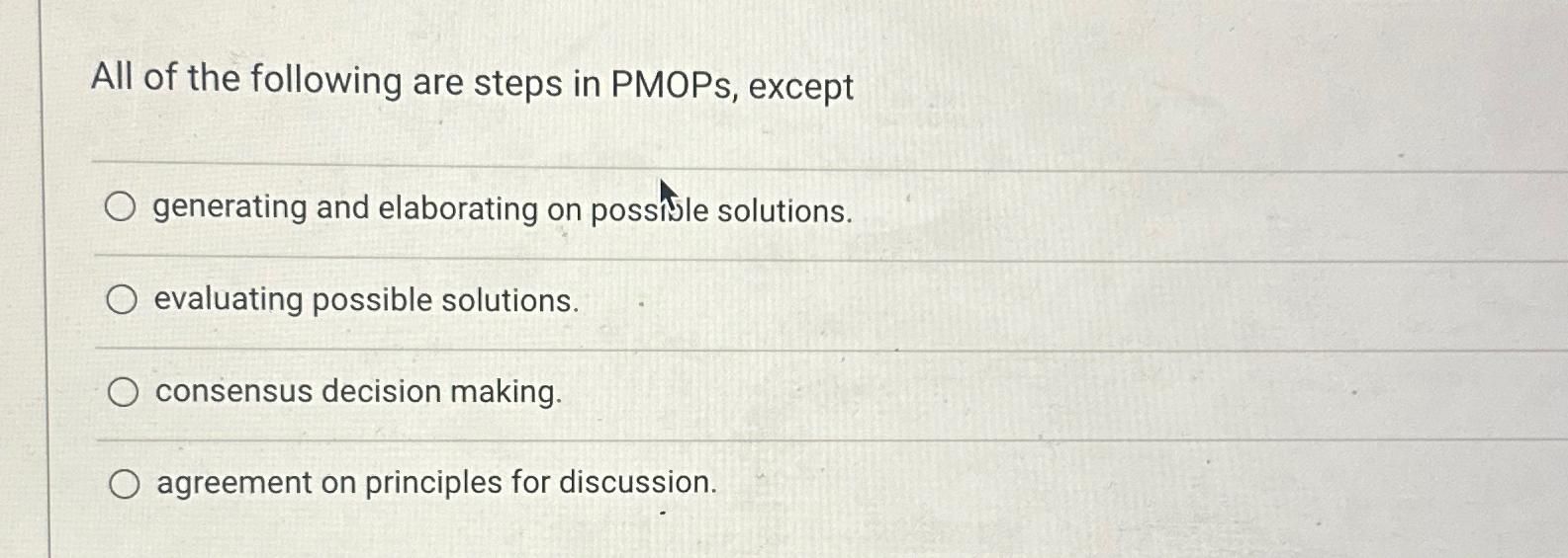Solved All of the following are steps in PMOPs, | Chegg.com