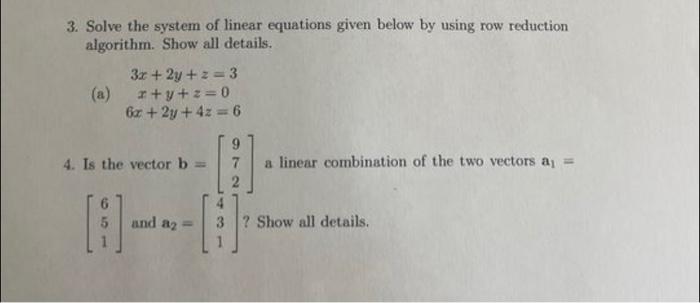 Solved 3. Solve the system of linear equations given below | Chegg.com