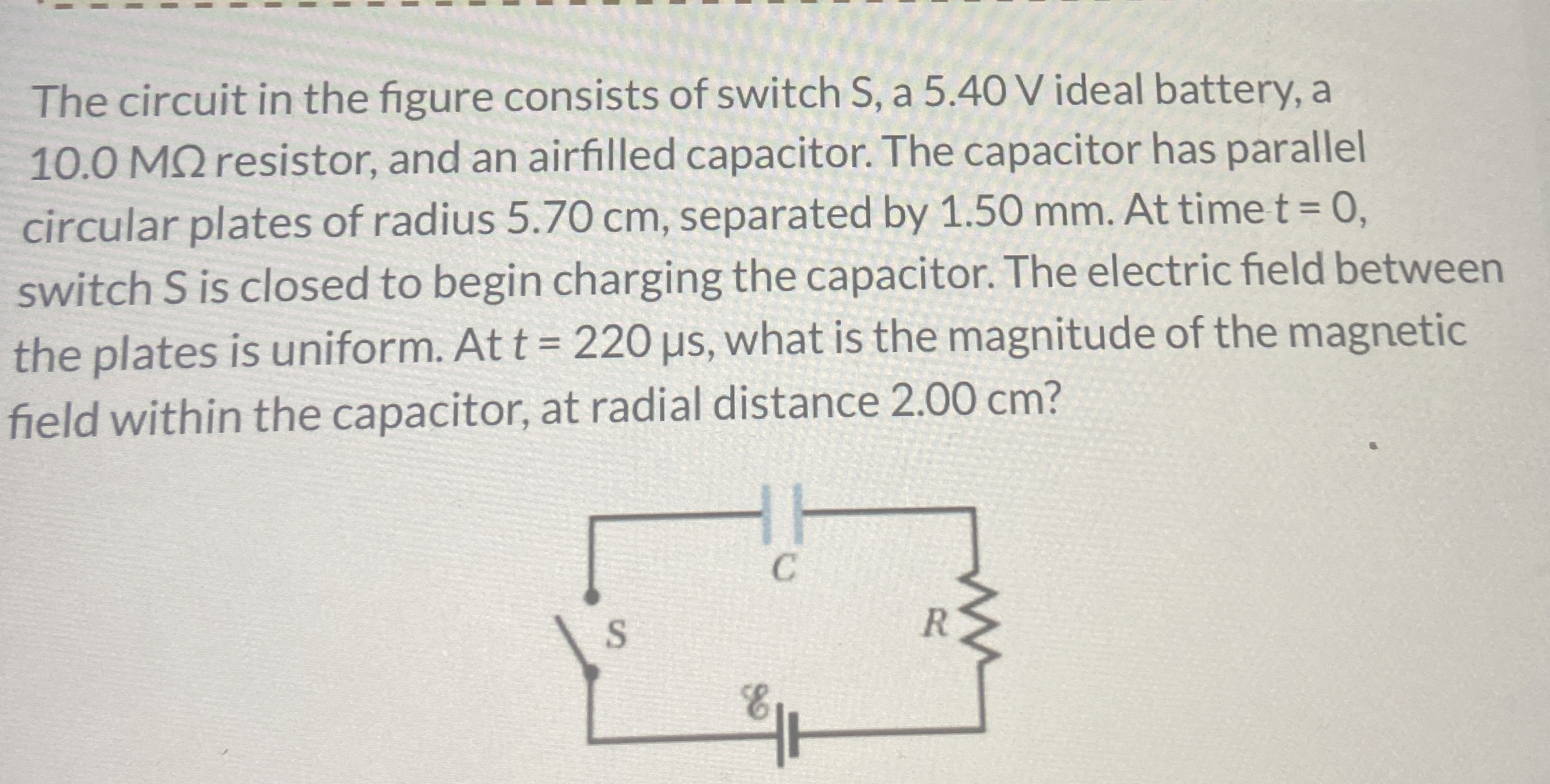 [Solved] The circuit in the figure consists of switch S, a