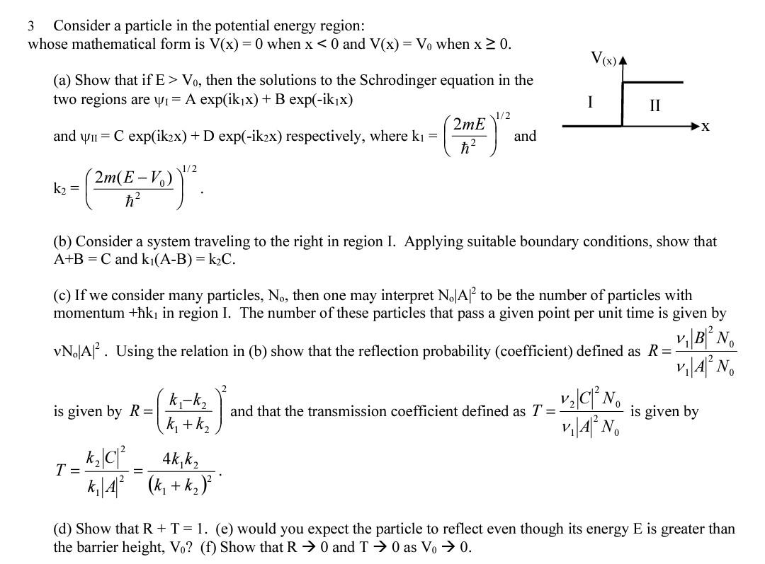 Solved 3 Consider a particle in the potential energy region: | Chegg.com